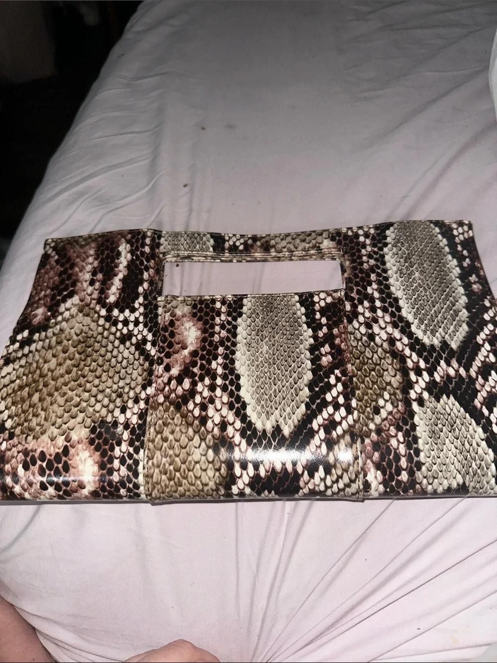 NWOT Charming Charlie Snake-Print Clutch in Brown and Black cute 🥰
